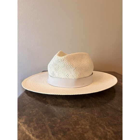 Janessa Leone Hamilton Hat in Bleach White XL Packable Straw Western Fedora - Picture 1 of 10